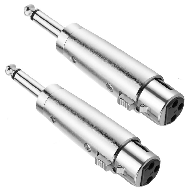 JOMLEY XLR Female to 1/4" TS Mono Adapter, Unbalanced XLR Female to 1/4 Inch TS Mono Male Plug Cable Adapter for Mixers, Microphones, Amplifiers - 2 Pack - Image 1
